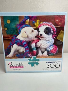 Buffalo David Bitton Puppies in Knit Hats and Scarves - Pink, Blue, White